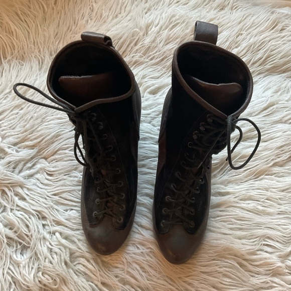 Rag & Bone Black Brown Suede Leather Lace-Up Heeled Classic Combat Boot EUC 41 - Picture 3 of 9